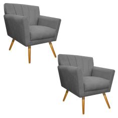 Imagem de kit 02 Poltronas Decorativa Laura Palito Mel Suede  - Amarena Móveis