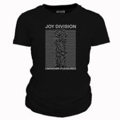 Imagem de Camiseta feminina 100% algodão DASANTIGAS estampa Joy Division - Unknown Pleasures em serigrafia.