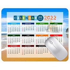 Imagem de Mouse pad colorido calendário 2022 ano 2022 praia, azul marinho, água, base de borracha antiderrapante