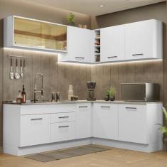 Imagem de Cozinha Completa de Canto Madesa Agata 389001 com Armário e Balcão (sem Tampo e Pia) - Branco