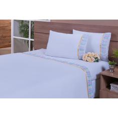 Imagem de Lençol De Viuva Com Leze  Coloroda Dourado 4 Peças 100% Algodão 200Fio