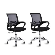 Imagem de 2 Cadeiras Giratória com Base Cromada Diretor Preta Healer