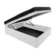 Imagem de Conjunto Colchão Casal D33 Antialérgico + Cama Box Baú Courvin Branco BF Colchões 138x188x57cm