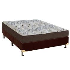 Imagem de Cama Box Viúva: Colchão Ortopédico Ortobom D45 Anatômico ISO 150 + Base CRC Suede Brown (128x188x18)