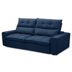 Imagem de Sofá Retrátil Reclinável 3 Lugares 230cm Damy F05 Veludo Azul - MPOZEN