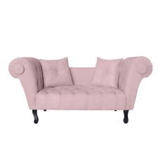 Imagem de Recamier Decorativo Divã Dubai Suede Rosa Bebê Pés Madeira Ms Decor -