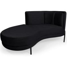 Imagem de Sofá Chaise Esquerdo Sala De Estar Penélope Base Preto Veludo Preto -