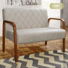 Imagem de Sofá 2 Lugares Namoradeira Lara Decoração Sala Quarto Recepção Bege Claro