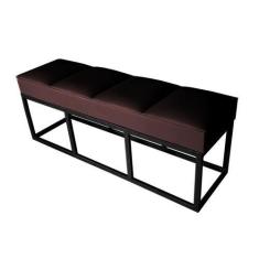 Imagem de Recamier Queen Marrom Base De Metal Preto Square Módena - Rbl