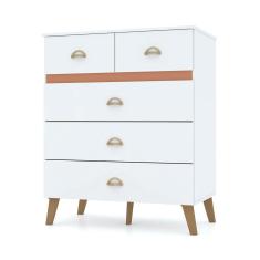 Imagem de Cômoda para Quarto 05 Gavetas Milão Branco/Camarim - Pallazio