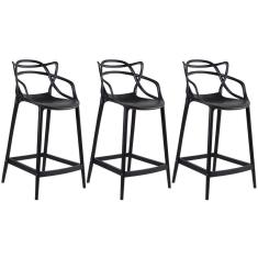 Imagem de Kit 3 Banquetas Médias Masters Allegra 66 Cm Preto Preto