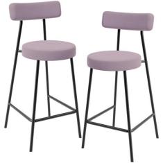 Imagem de Kit 02 Banquetas Baixa Bar Cozinha Sala De Jantar Em Aço Milão L02 Sue