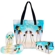 Imagem de Kit Praia Feminino Céu Azul com Bolsa, Necessaire e Chinelo, Magicc