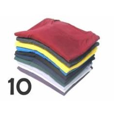 Imagem de kit 10 camisetas básicas e lisas masculinas - 100% algodão 30.1 penteado - Coloridas