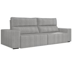 Imagem de Sofá Retrátil 254cm Leonel Suede Cinza Gran Belo