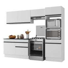 Imagem de Armário de Cozinha Compacta 4 peças com Rodapé Mp2193 Made Multimóveis Branco/preto
