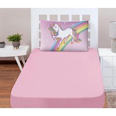 Imagem de Jogo De Lençol Solteiro Soft 2 Peças Fronha Unicórnio 1