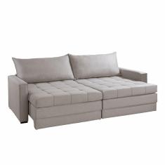 Imagem de Sofá Cama Retátil E Reclinável Captiva Tecido Linho Cinza 2,64 M