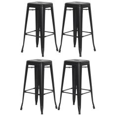 Imagem de Kit 4 Banquetas Tolix Iron Design Industrial Preto Fosco 76