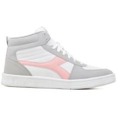 Imagem de Tênis Casual Cano Alto Diadora Hi-Playmaker Cinza e Rosa Feminino 39 BRANCO/CINZA CLARO/ROSA Diadora-Feminino