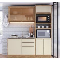 Imagem de Cozinha Compacta Com Vidro Reflecta 3 Peças 6 Portas Viena - Herval