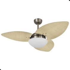 Imagem de Ventilador de Teto Kovalski Bronze 3 Pás Palmae Natural 220V com Contr