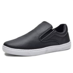 Imagem de Kit Tênis Casual Masculino Slip On Elástico Conforto + Boné Preto