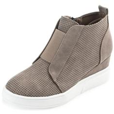 Imagem de Journee Collection Womens Clara Comfort Wedge Heel Sneakers with Round-Toe and Perforated Details, Taupe, 7