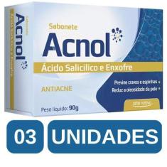 Imagem de Kit 3 Sabonetes Acnol, Antiacne, Cravos e Espinha, Ácido Salicílico e 