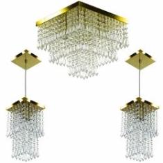 Imagem de Kit 1 Lustre Cristal Acr. Sweet + 2 Pendentes Spark 
