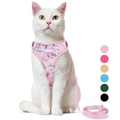 Imagem de Supet Arnês e coleira para gatos à prova de fuga para caminhar, conjunto de coleira ajustável para gatos para cães grandes e pequenos