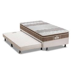 Imagem de Cama Box c/Auxiliar Solteiro: Colchão Espuma Probel D33/EP Guarda Costas Plus Brown + Base CRC Courano Branco(88x188)