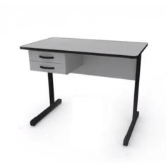 Imagem de Mesa Para Escritório Reta Com 2 Gavetas 1,40 X 60 Pés Em Aço Preto/Cinza