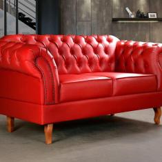 Imagem de Sofá 2 Lugares Decoração Sara Recepção Dom Pedro Chesterfield Vermelho