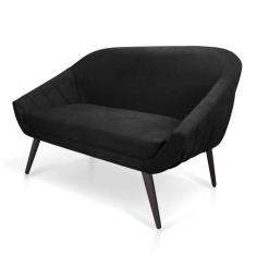 Imagem de Namoradeira Giovana 02 Lugares Suede de Ferro Preto