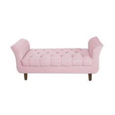 Imagem de Recamier Estofado Para Hall De Entrada 90 Cm Grécia Suede Rosa Bebe -