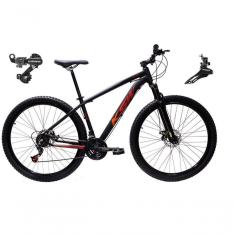 Imagem de Bicicleta Aro 29 Ksw Xlt Alumínio 24v Câmbios Shimano Garfo Suspensão - Preto/vermelho/laranja Tam.19