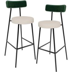 Imagem de Kit 02 Banquetas Alta Bar Cozinha Sala De Jantar Milão L02 Facto Verde