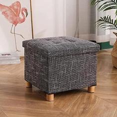Imagem de Banqueta para pés otomanos Banquetas para pés quadradas Banquetas para troca de sapatos Banqueta para pés em linho de algodão Banquetas para pés para sala de estar Pufes para o quarto, cinza