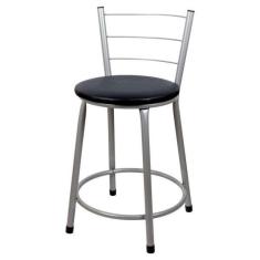 Imagem de Banqueta Baixa Para Cozinha Epoxi Cinza Preto