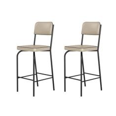 Imagem de Kit 2 Banquetas Altas para Cozinha Vintage Preto/off White
