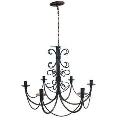 Imagem de Lustre De Ferro Rustico Artesanal Para Sala De Jantar 6 Bocais E27