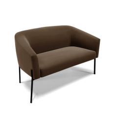 Imagem de Sofá Namoradeira 2 Lugares Pé de Ferro Preto Stella Suede Marrom D03 - D'Rossi