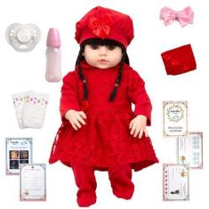 Imagem de Boneca Reborn Gatinha Morena Sofia Com Vários Acessórios - Cegonha Reb