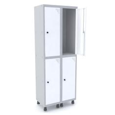 Imagem de Guarda Volume Roupeiro 4 Portas Aço GRP 502/4 Pandin Móveis Cinza/Branco