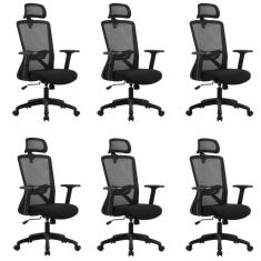 Imagem de Kit com 6 Cadeira para Escritório Office Dallas Preto