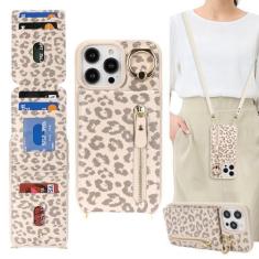 Imagem de DEYHU Capa para iPhone 15 Pro Max com porta-cartões para mulheres, capa carteira para iPhone 15 pro max com alça e compartimentos para cartão de crédito transversal com suporte e zíper para