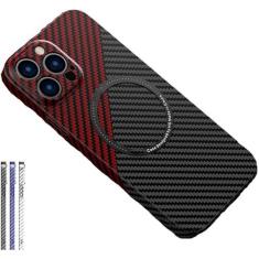 Imagem de Emenda de textura de fibra de carbono para capa magnética de carregamento sem fio para 14 13 12 11 pro max capa dura à prova de choque /995 (Color : D, Size : 12promax)