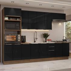 Imagem de Armário  Cozinha Completa 310 cm Lux Madesa 02 Rustic/preto