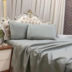 Imagem de Jogo De Cama Lençol King Realce Percal 400 Fios 3 Peças - Cinza